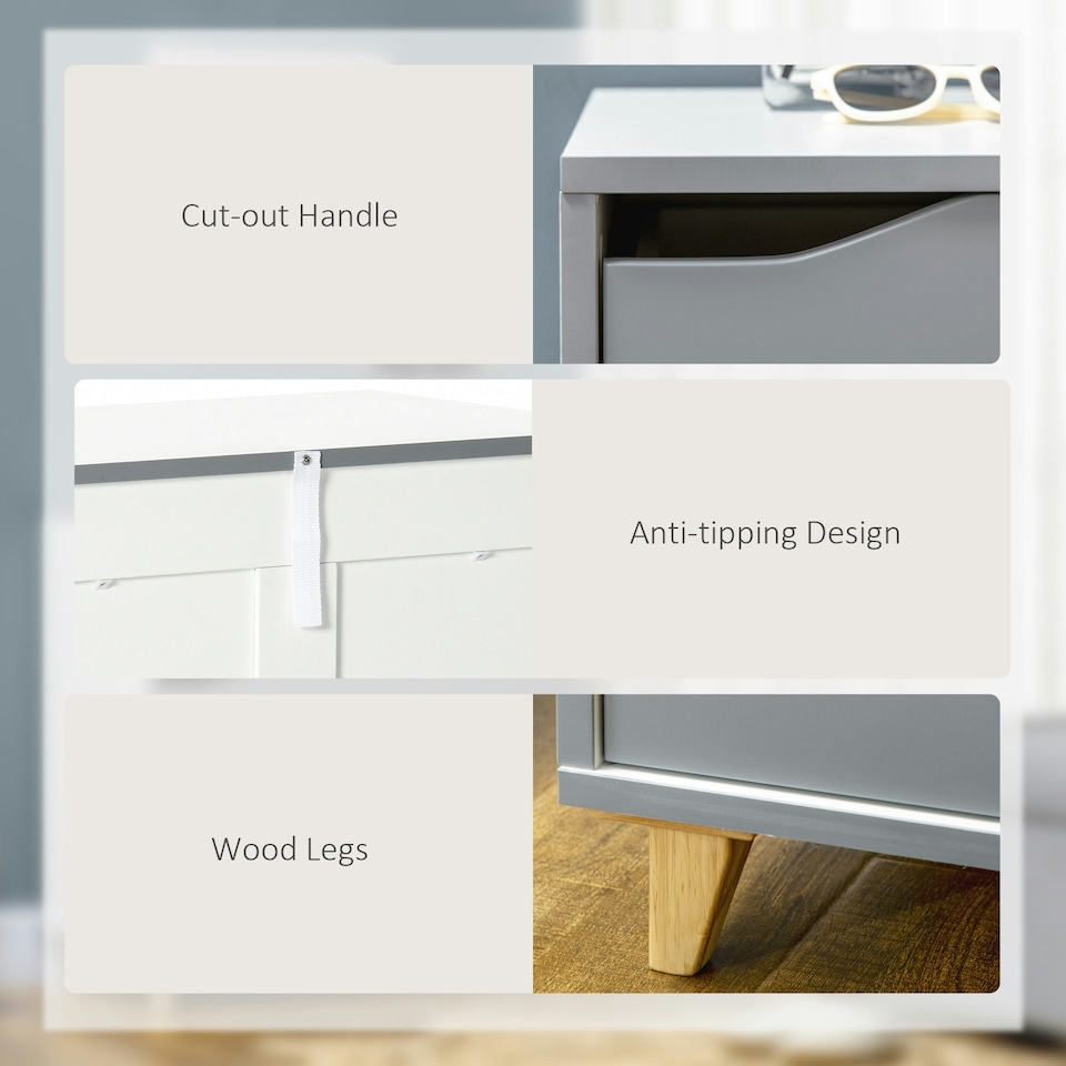 image 1 of HOMCOM Chest of Drawers, 3 Drawer Unit Storage Organiser for Bedroom, Grey