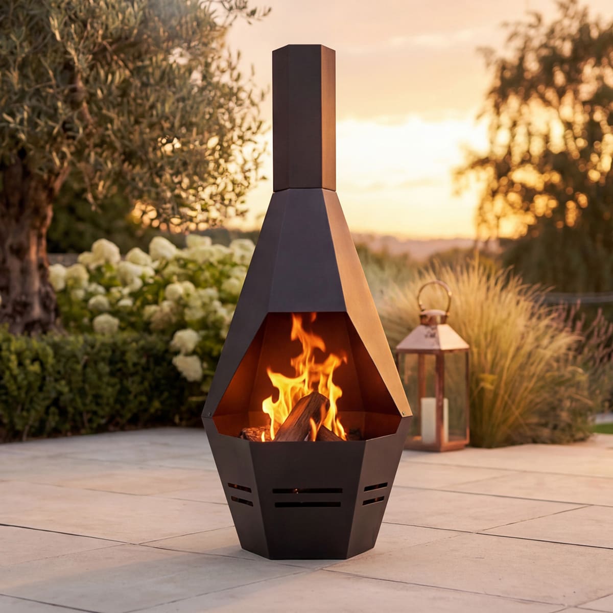 Charles Bentley Snug Cartagena 122cm Freestanding Modern Iron Chiminea - Grey