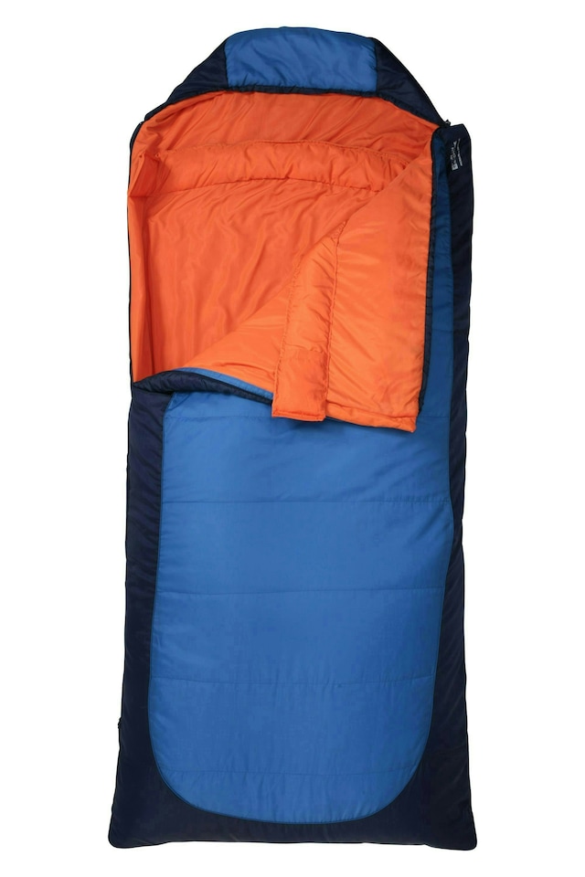 image 1 of Mountain Warehouse Microlite 950 Square Sleeping Bag Compact Camping Sleep Bag Left Handed Zip - Long Length (215cm) | Blue