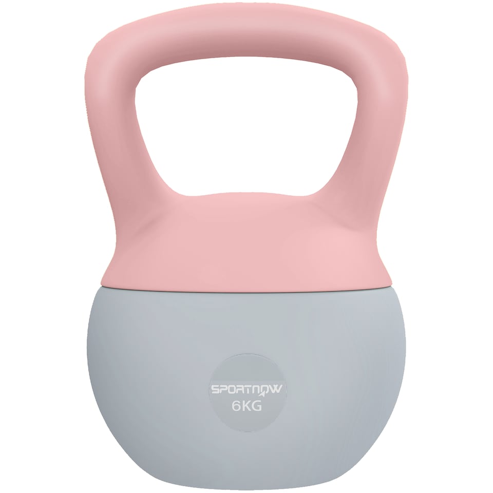 image 1 of SPORTNOW Soft Kettlebell, 6kg Kettle Bell with NonSlip Handle for Home Gym Weight Lifting and Strength Training, Pink and Grey | Multi