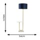 image 2 of ValueLights Tavel Gold Floor Lamp with Table and Navy Blue Velvet with Gold Inner Lamp Shade and LED Bulb