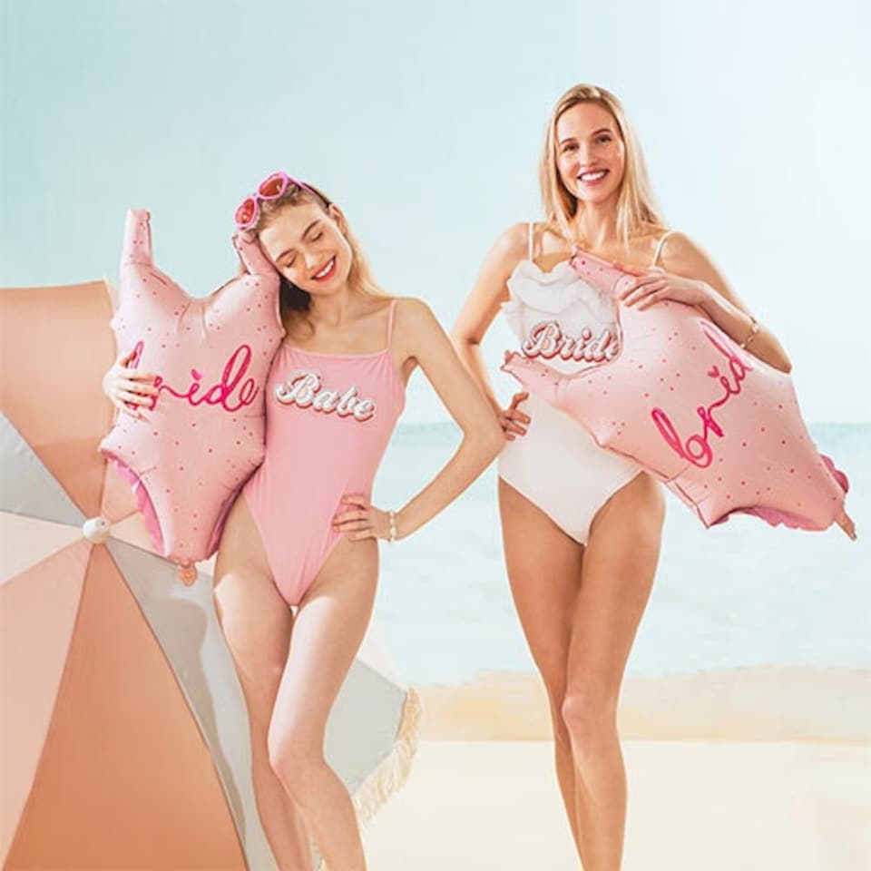 image 1 of Bride Pink Swimming Costume Swimsuit Giant Helium Foil Balloon 76cm / 30 in