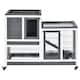 image 8 of PawHut Wooden Indoor Rabbit Hutch Elevated Bunny Cage with Enclosed Run W/Wheel