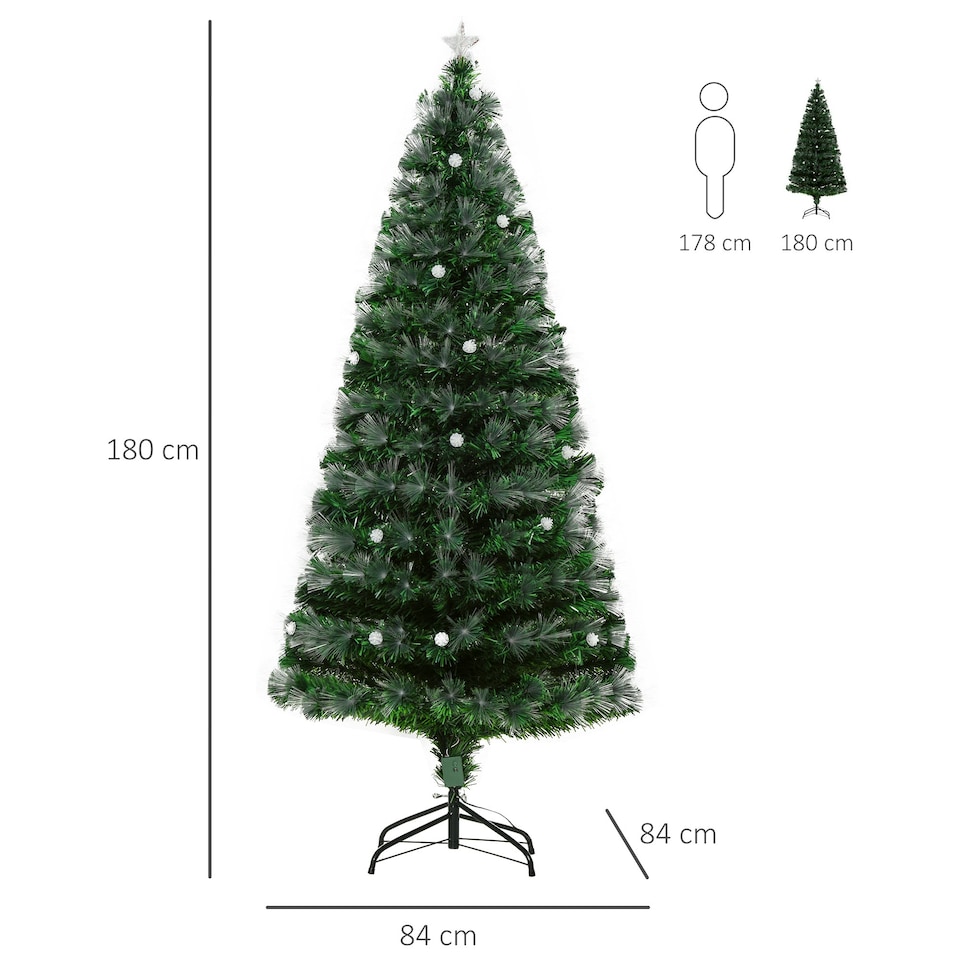 image 1 of HOMCOM 6ft White Light Artificial Christmas Tree w/ 230 LED Star Topper Tri-Base