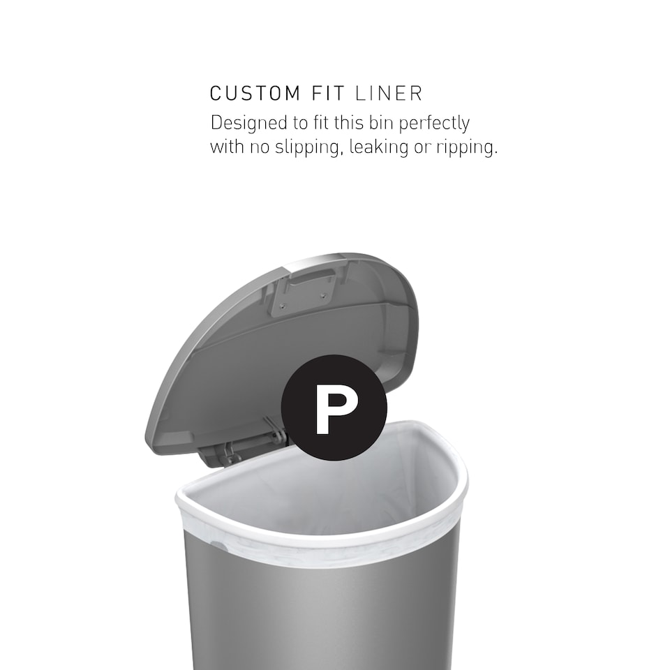 image 1 of Simplehuman 50L Semi-Round Pedal Kitchen Bin with Lid Lock, Grey Plastic