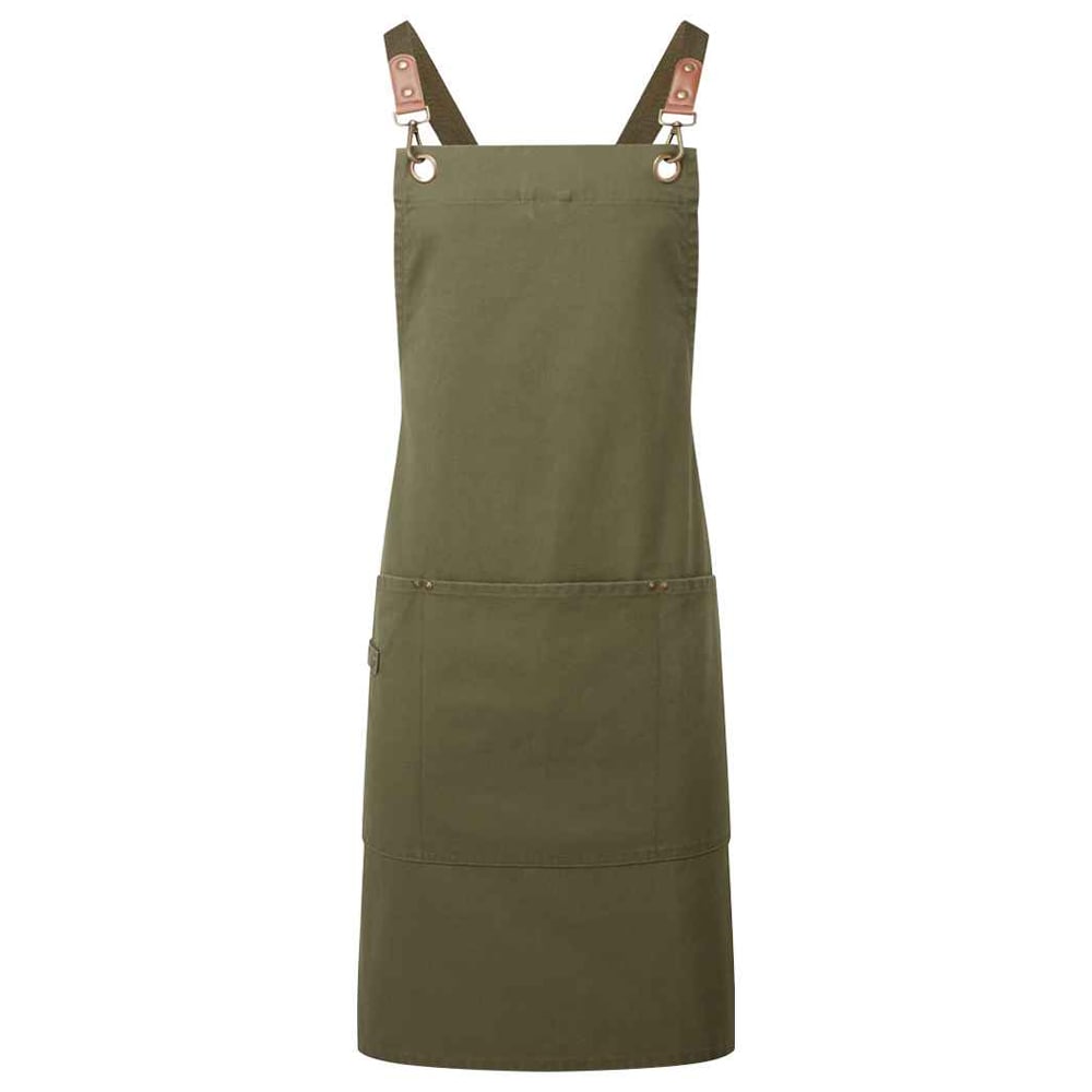 Premier Cross Back Clip Bib Apron Green Olive Green One Size 1