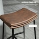 image 4 of HOMCOM Breakfast Bar Stools Set of 2 Upholstered Barstools w/ Curved Seat Brown