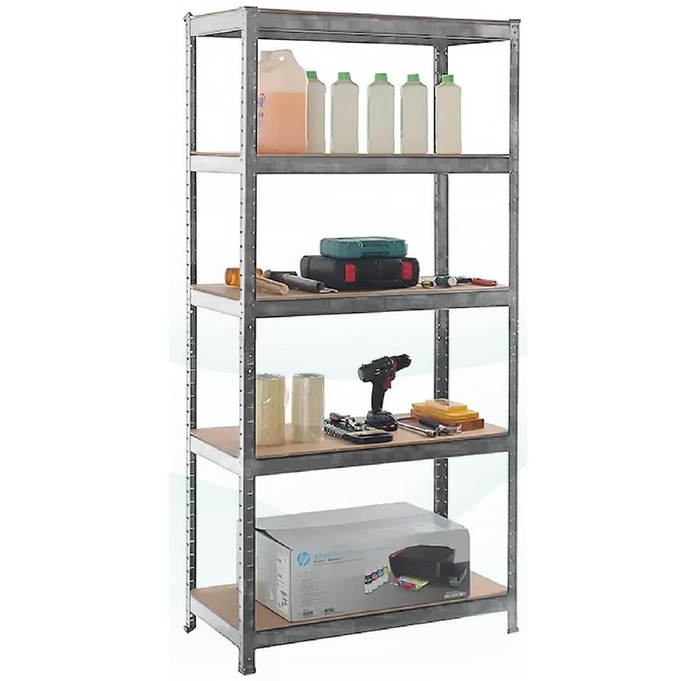 image 1 of House of Home Boltless 5 Tier Shelving Racking Heavy Duty Steel Shelf Unit Shed Garage Home | Silver | galvanised