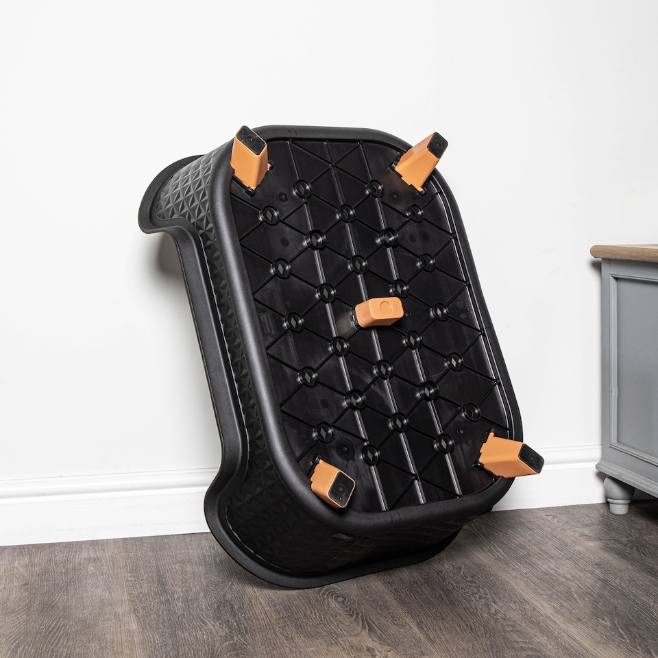 image 1 of 77cm x 58cm Black Plastic Raised Pet Basket with Legs