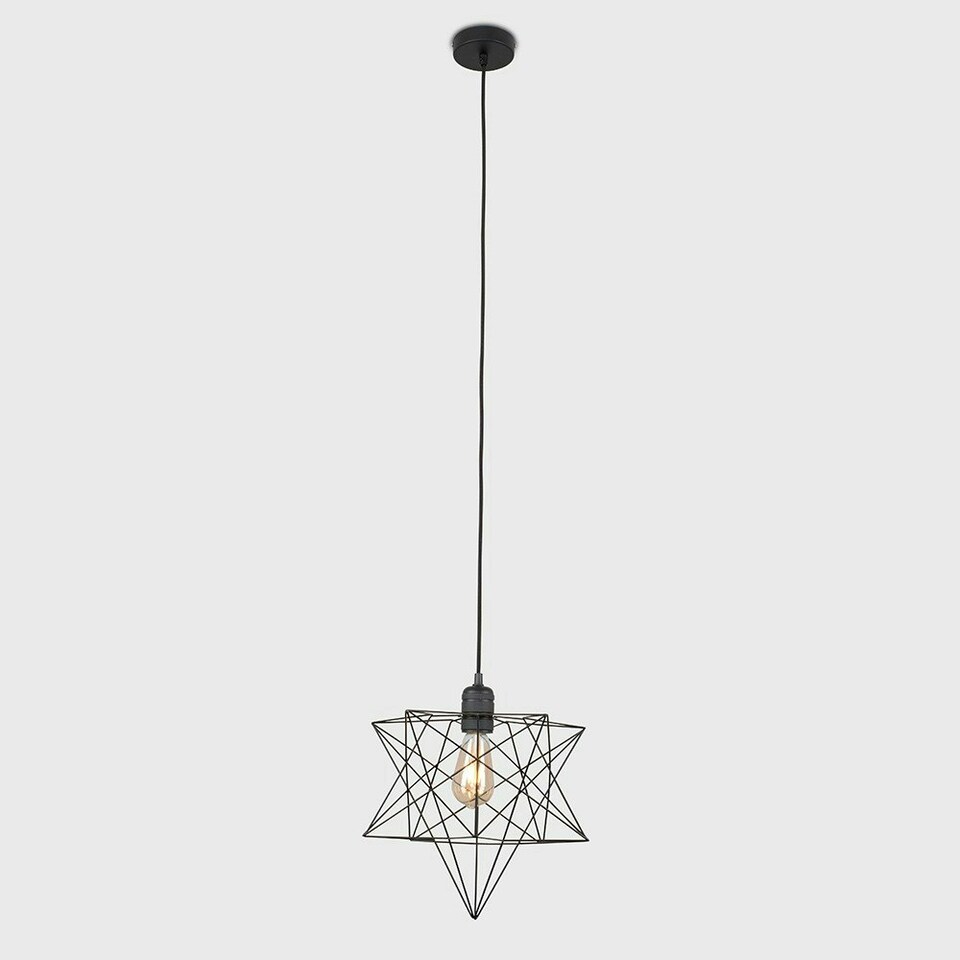 image 1 of ValueLights Casco Matte Black Pendant Light with Black Novelty Shade and E27 Pear LED 4W Warm White 2700K Bulb | Black