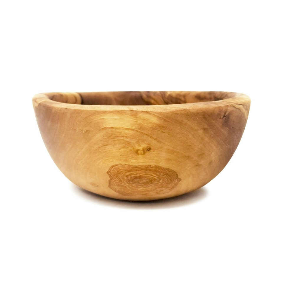 image 1 of Verano Spanish Ceramics Olive Wood Round Curved Bowl - 14cm | Brown | 1