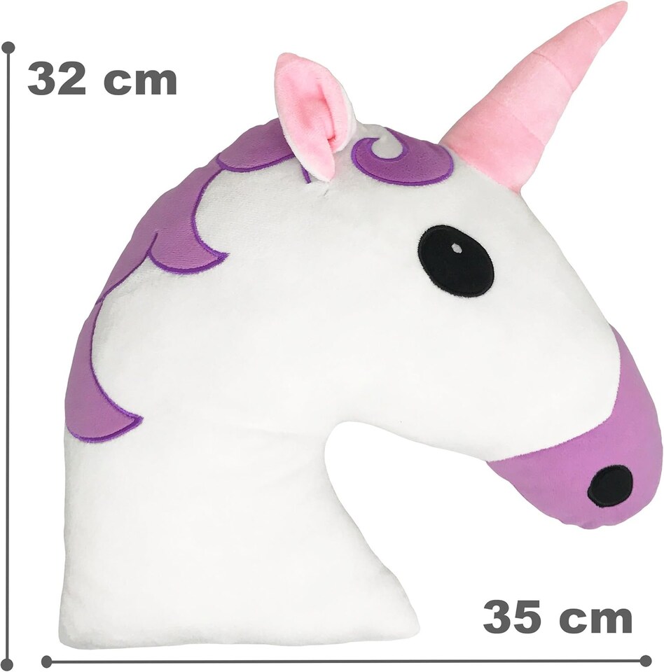 image 1 of Desire Deluxe Unicorn Emoti Cushions 37cm Novelty Soft Plush Toy for Kids - Round Cute Stuffed Funny Smile Face Emoticon Unicorn Pillow for Boys & Girls