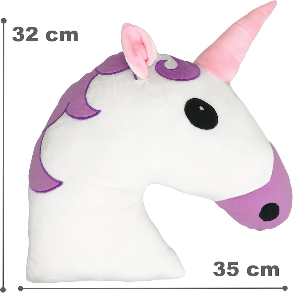 image 1 of Desire Deluxe Unicorn Emoti Cushions 37cm Novelty Soft Plush Toy for Kids - Round Cute Stuffed Funny Smile Face Emoticon Unicorn Pillow for Boys & Girls