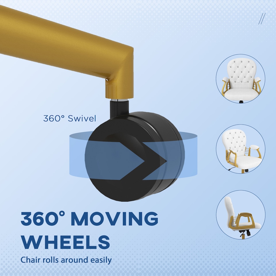 image 1 of Vinsetto Office Chair, Swivel Desk Chair, Velvet Vanity Chair with Adjustable Height and Rolling Wheels for Home Work Study, Cream White