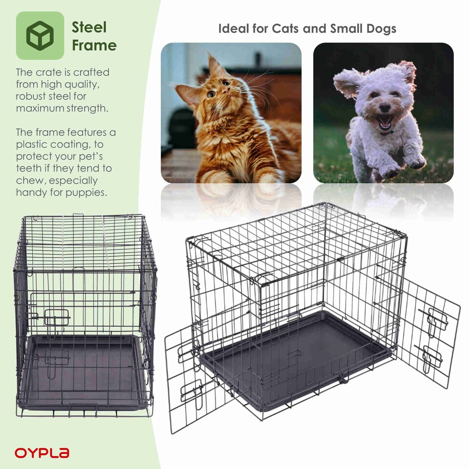 image 1 of 24" Folding Metal Dog Cage Puppy Transport Crate Pet Carrier