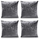 image 1 of Plain Crushed Velvet 45cm x 45cm Charcoal Cushion Set of 4 | Grey | 45cm x 45cm x 10cm | 4