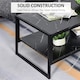 image 5 of HOMCOM Two-Tier Coffee Table Marble Effect Shelf Metal Frame Black Black