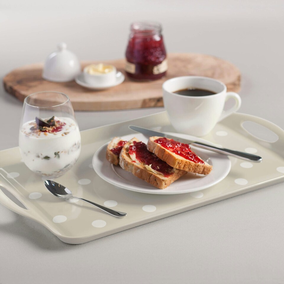 image 1 of Melamine Dotty Tray, Large | Grey | Dark Grey