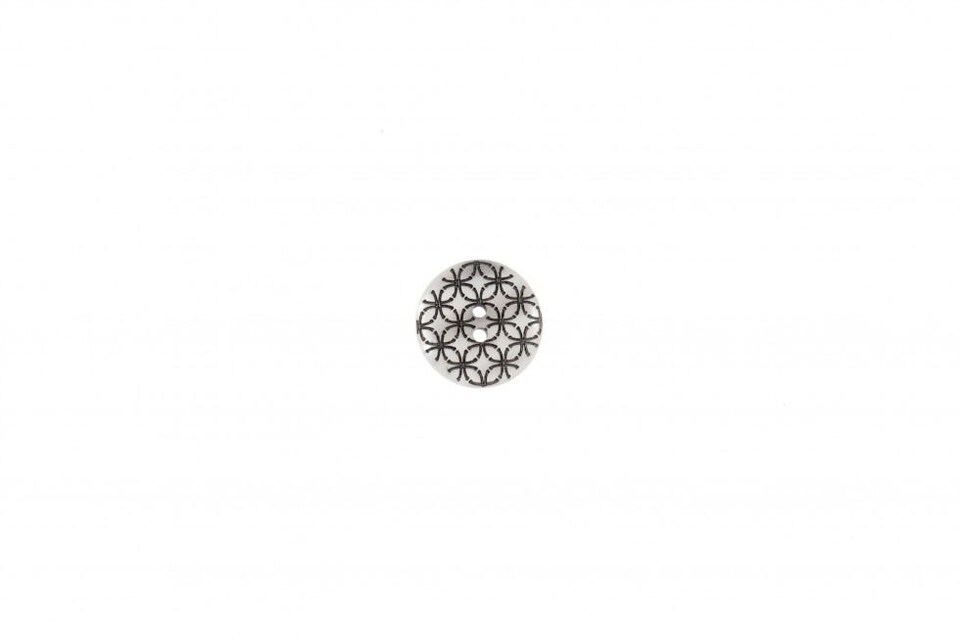 Trimits Pearl & Black 20mm Geometric Round Buttons for Dressmaking - each