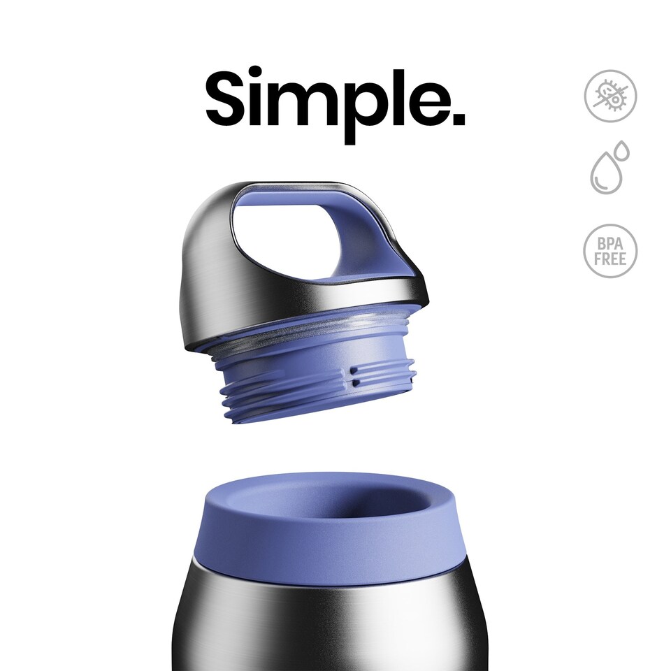 image 1 of ION8 ROAM Insulated Steel Water Bottle, Rubberised, 655ml / 22oz