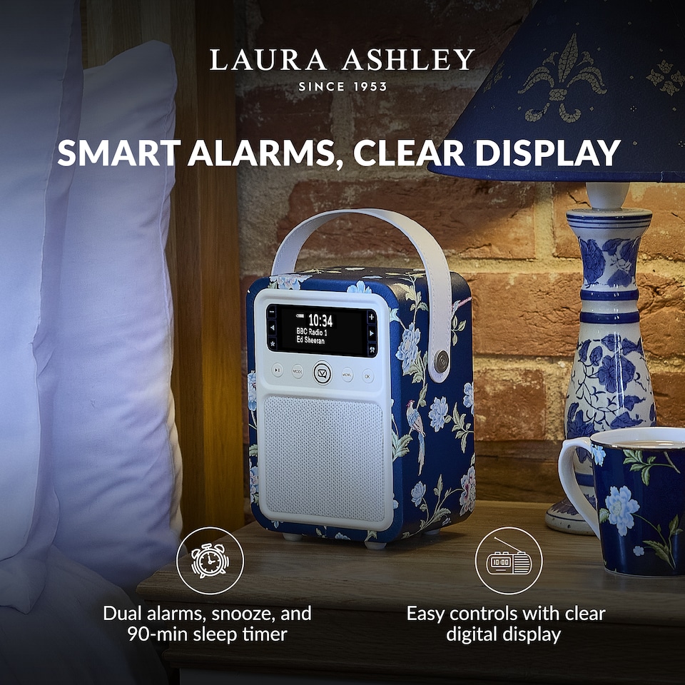 image 1 of Laura Ashley Portable DAB Radio Alarm Clock - VQ Monty DAB+, FM Digital Radios with Bluetooth