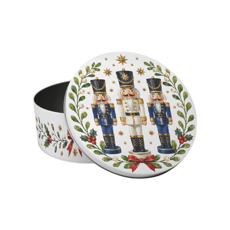 image 1 of Festive Nutcrackers Round Christmas Cake Tin