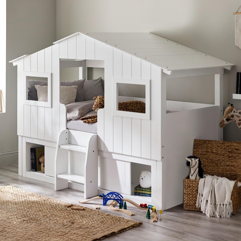 image 1 of Acorn 90cm Single White Treehouse Midsleeper Bed with Storage