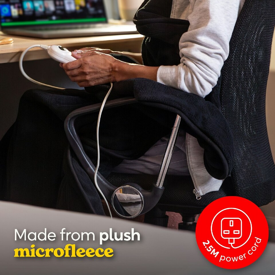 image 1 of Russell Hobbs RHHT1004BLA Electric Blanket Black Heated Throw Microfleece Black