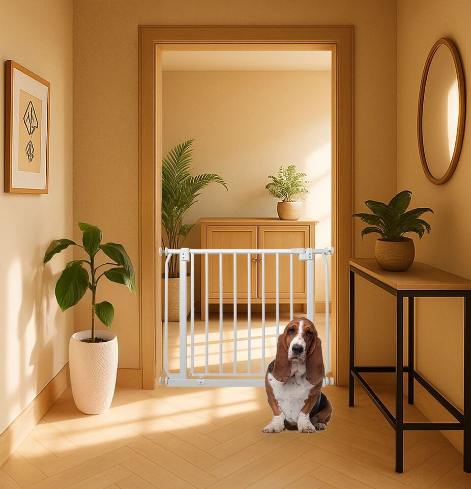 image 1 of Bettacare Elite Pressure Dog Gate, 225cm - 234cm, Matt White, Pressure Fit Pet Gate for Dog and Puppy | White