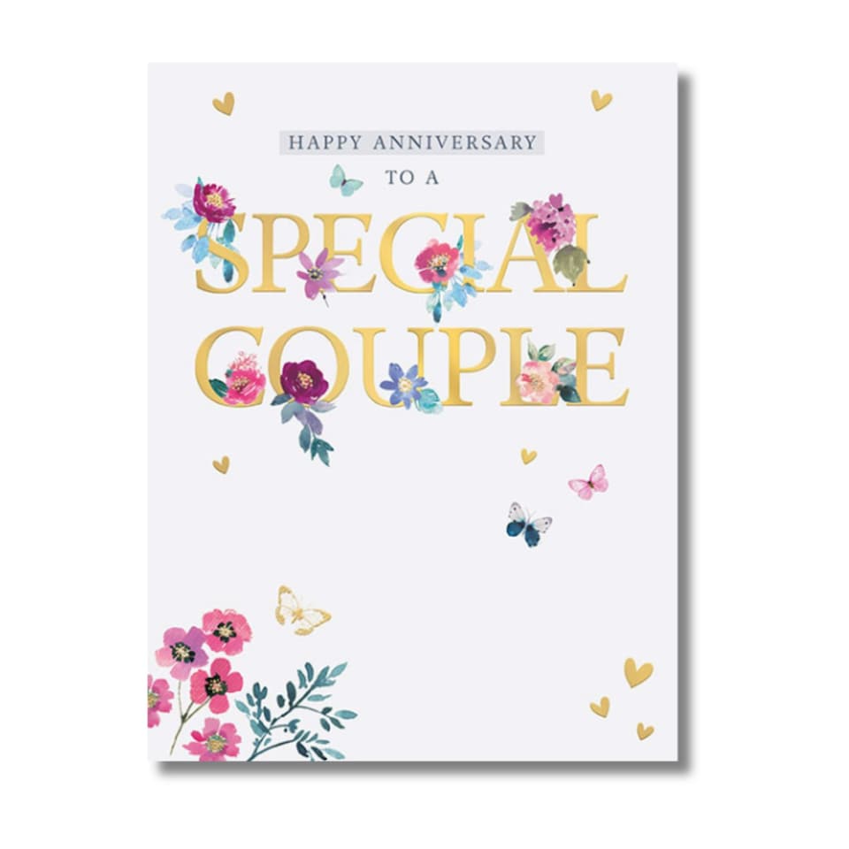 image 1 of Words 'n' Wishes Special Couple Anniversary Card - Happy Anniversary Card for a Special Couple with Floral Butterfly Design and an Embossed Foil Finish