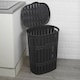 image 2 of 65L Plastic Bamboo Style Laundry Basket Storage Bin With Handles & Easy Open Lid | Black | Anthracite | 65 Litre