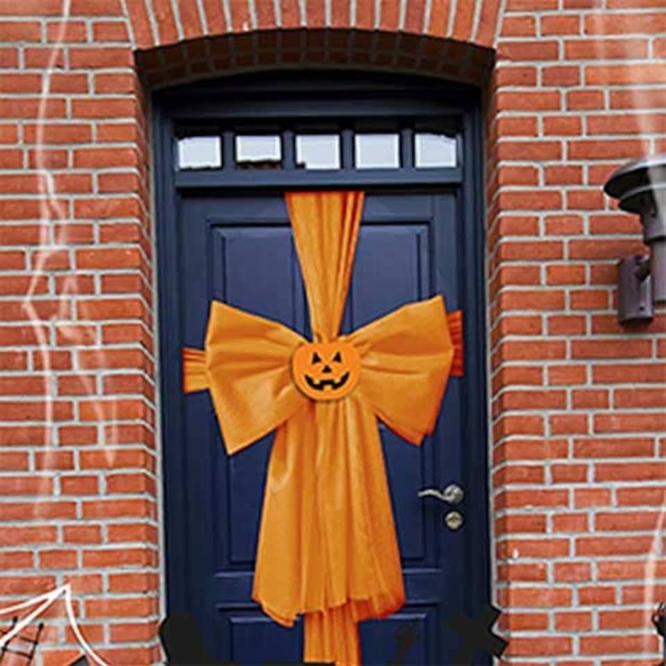 Orange Pumpkin Halloween Door Bow Decoration
