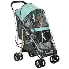 PawHut Pet Stroller for XS and S Dogs w/ Rain Cover - Green