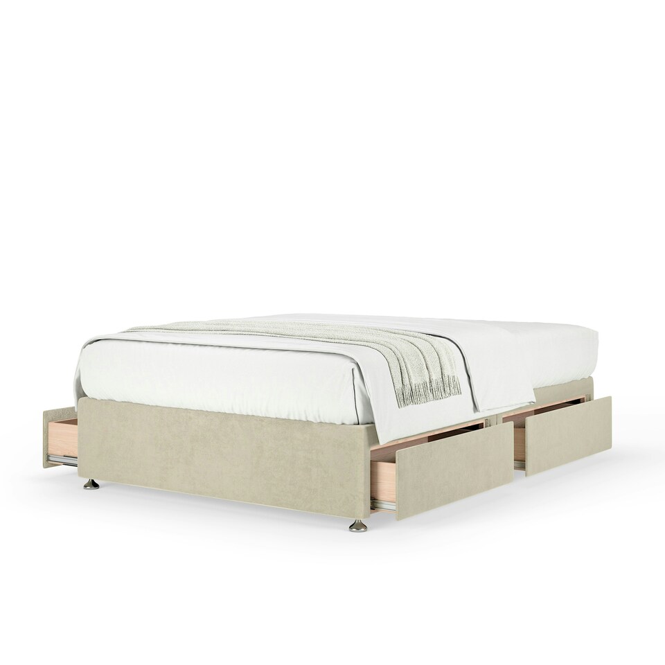 image 1 of Memory Maestro Memory Foam Cream Naples Velvet 4 Drawer Divan Set Double