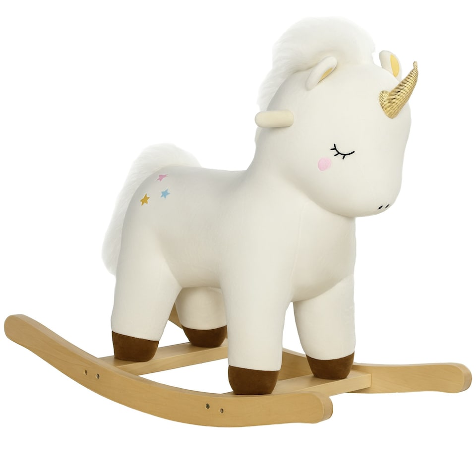 image 1 of AIYAPLAY Rocking Horse with Unicorn Design, Sounds for Ages 2-4 Years, White