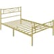image 2 of Yaheetech Metal Platform Bed Frame with Cloud-inspired Design Headboard Antique Gold, 3ft Single