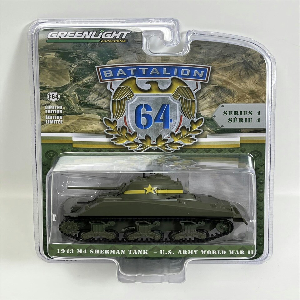 image 1 of 1943 M4 Sherman Tank US Army World War II 1:64 Scale Greenlight 61040C