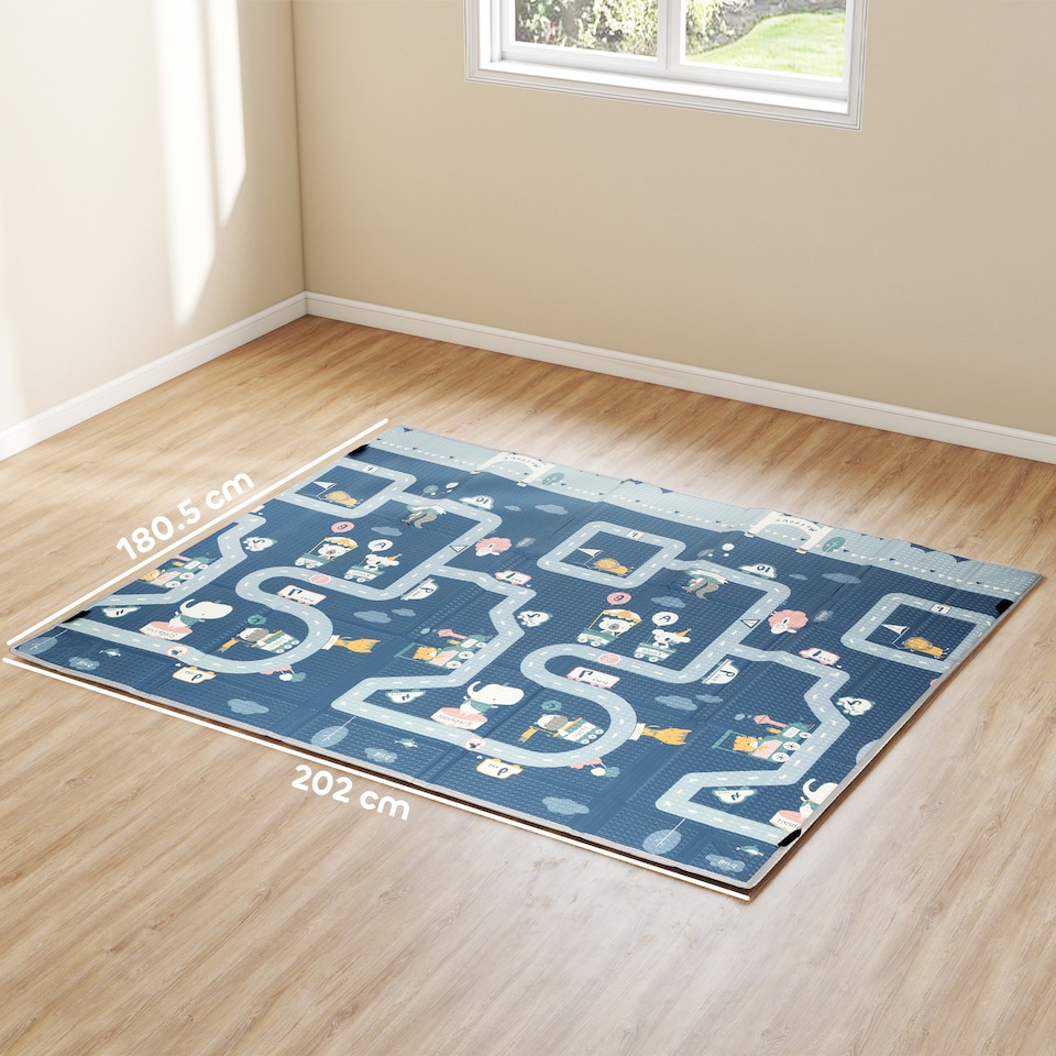 image 1 of AIYAPLAY Foldable Baby Play Mat, Baby Playpen, Traffic & Grey Diamond Theme