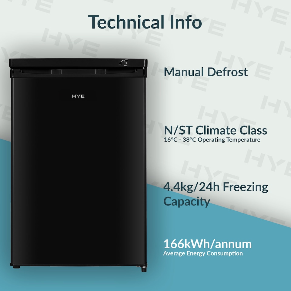 image 1 of HYE Under Counter Freezer 91 Litre 55cm Freestanding - Black - RF01UCFR91B01