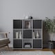 image 3 of White 9-Cube Shelving Unit With Lined Doors | Grey | Grey & Black | 1