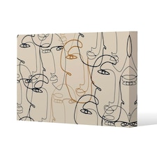 Continuous line drawing of faces (Canvas Print) 152 x 101 x 4cm