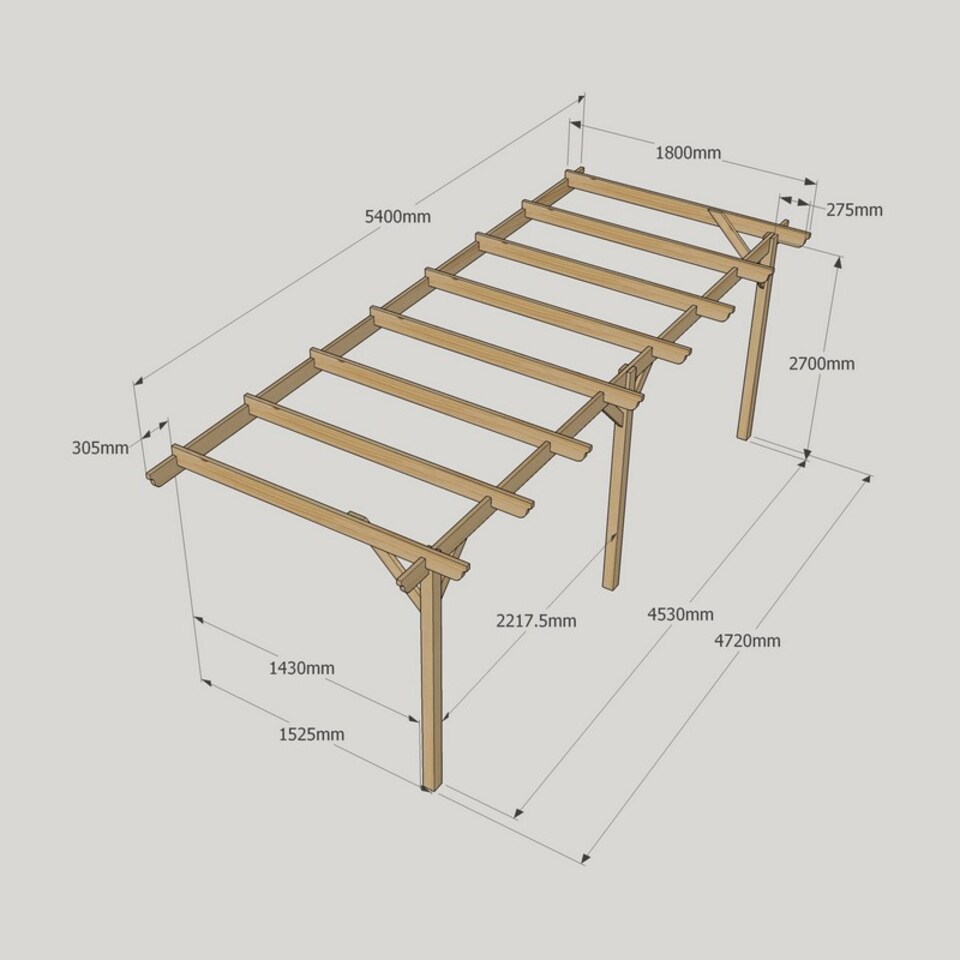 image 1 of Wall Mounted Garden Pergola 3 Posts - Wood - L180 x W540 x H270 cm - Light Green