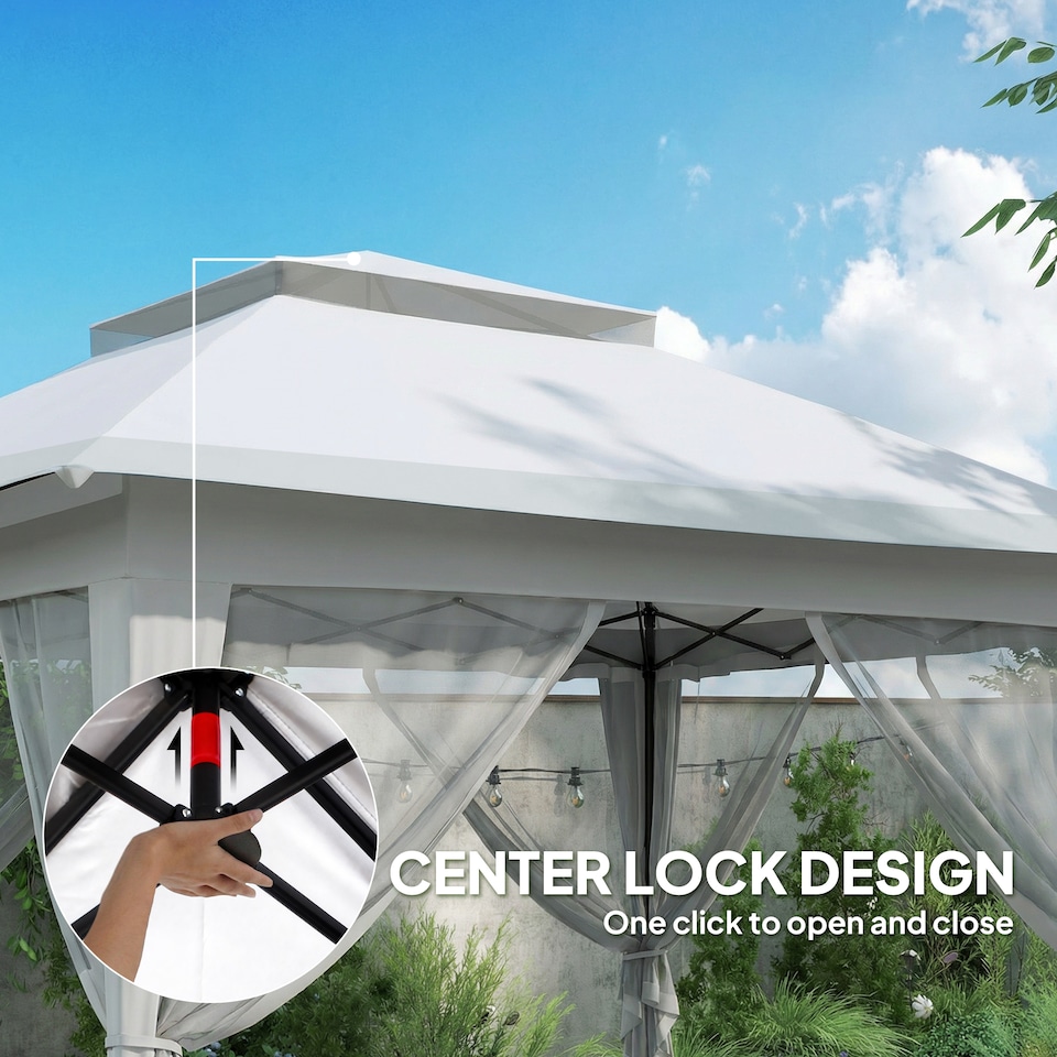 image 1 of Outsunny 3.6 x 3.6m Pop-up Tent Gazebo Instant Canopy Steel w/ Bag | Grey | Light Grey