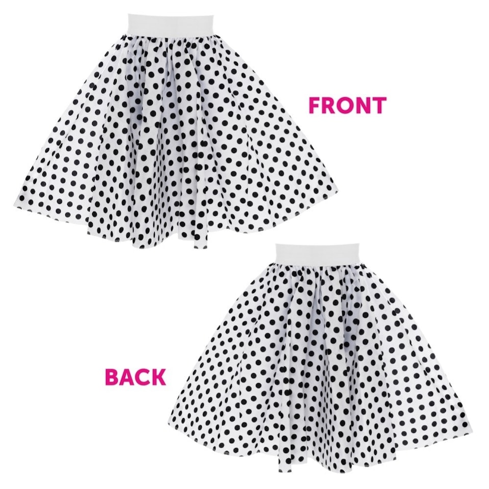 image 1 of White Polka Dot Skirt With Black Dots & Dalmatian Headband And Tail White | XL