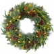 image 1 of HOMCOM 60cm Christmas Wreath with LED Lights Pine Cones Red Berries Green