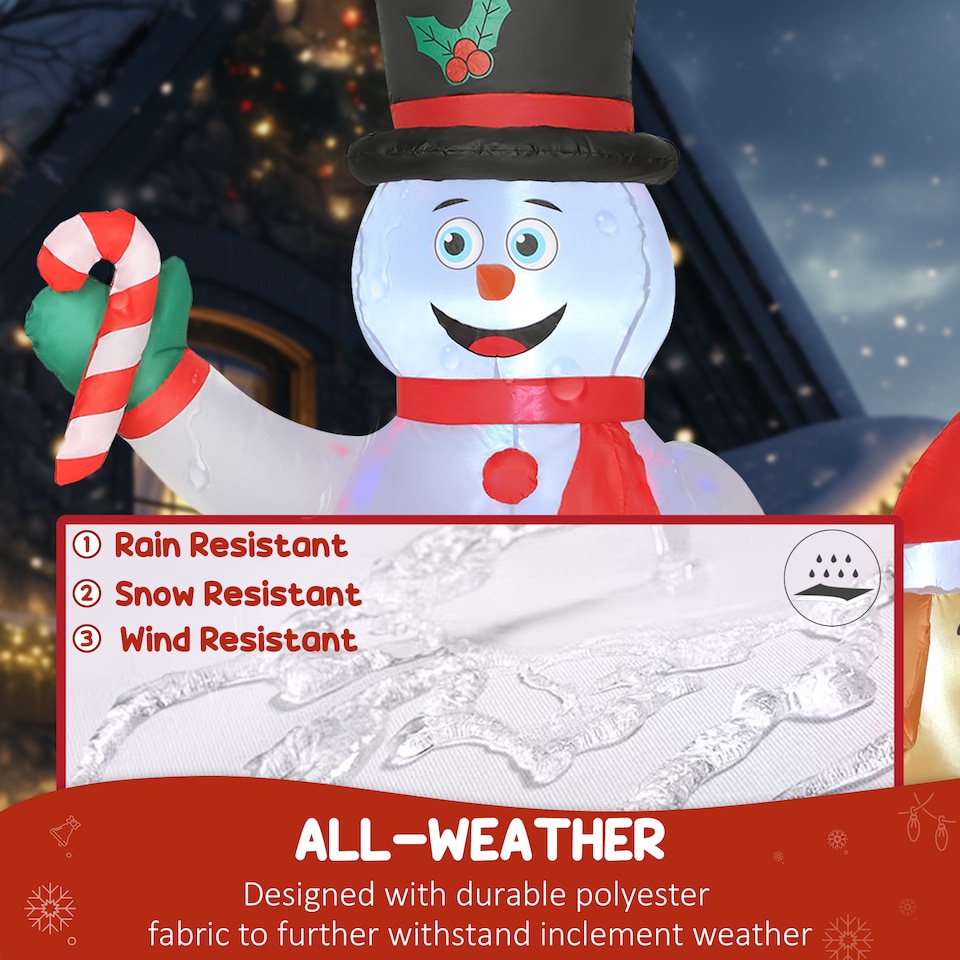 image 1 of Outsunny 6FT Blow Up Christmas Inflatable Decoration with Built-in LED Light | White