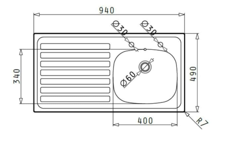 image 1 of Balterley Right Hand 2 Tap Hole Wash Basin Bowl Stainless Steel Kitchen Sink