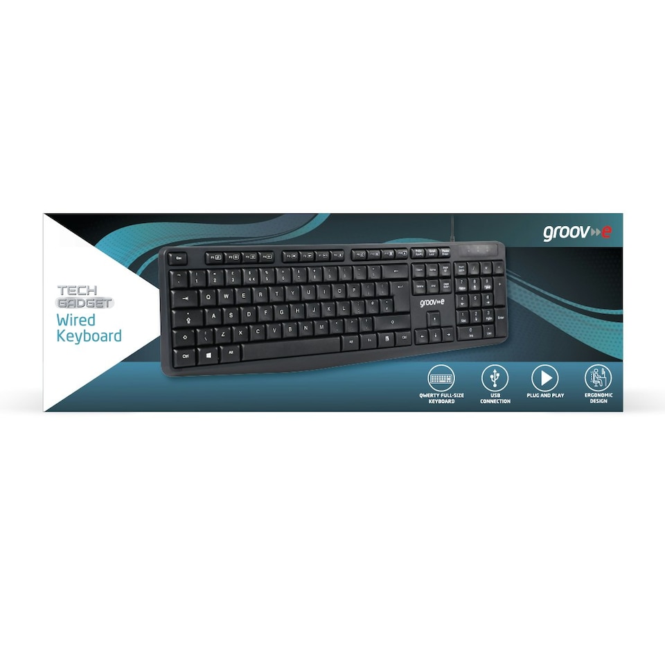 image 1 of Groov-e GVPC20BK Wired Full Size Keyboard - Black