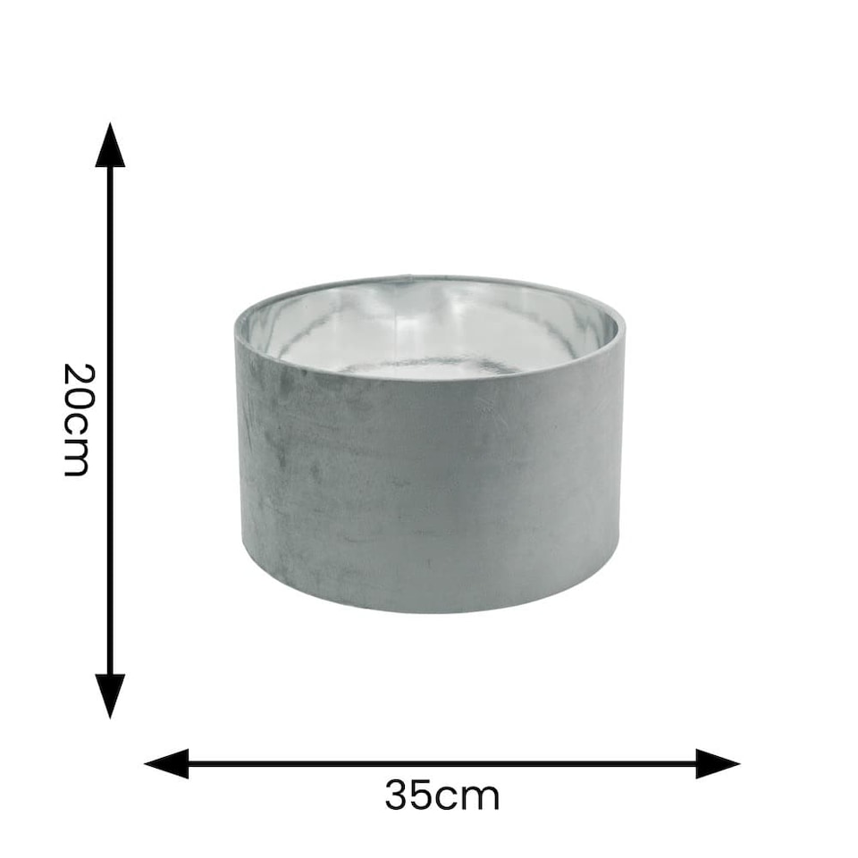 image 1 of ValueLights Reni Medium Grey Velvet Chrome Inner Lamp Shade & Bulb | Grey