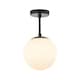 image 1 of Traditional Glass Globe IP44 Bathroom Ceiling Light Fixture in Matt Black | Black
